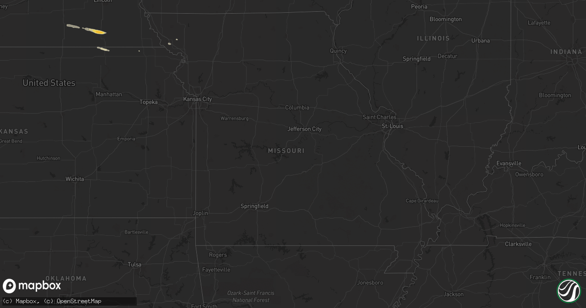 Hail map in Missouri on April 22, 2024