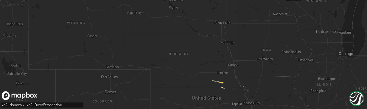 Hail map in Nebraska on April 22, 2024