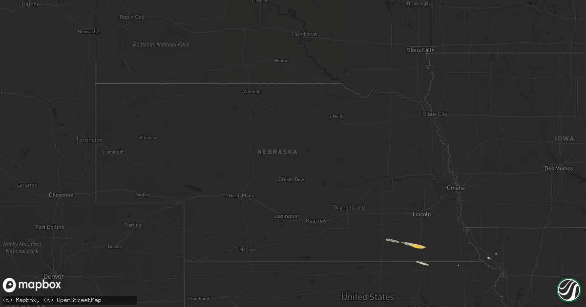 Hail map in Nebraska on April 22, 2024