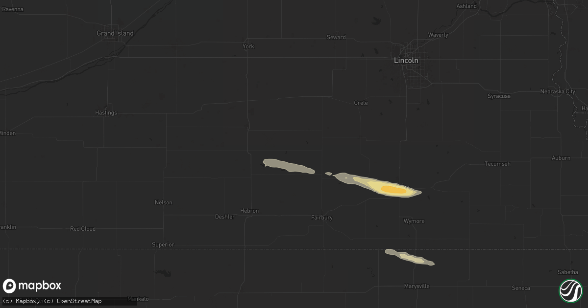 Hail map in Tobias, NE on April 22, 2024