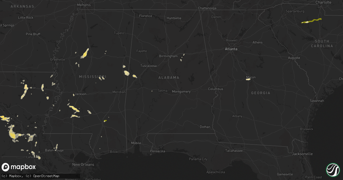 Hail map in Alabama on April 22, 2025