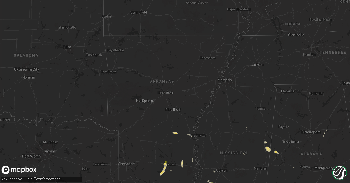 Hail map in Arkansas on April 22, 2025
