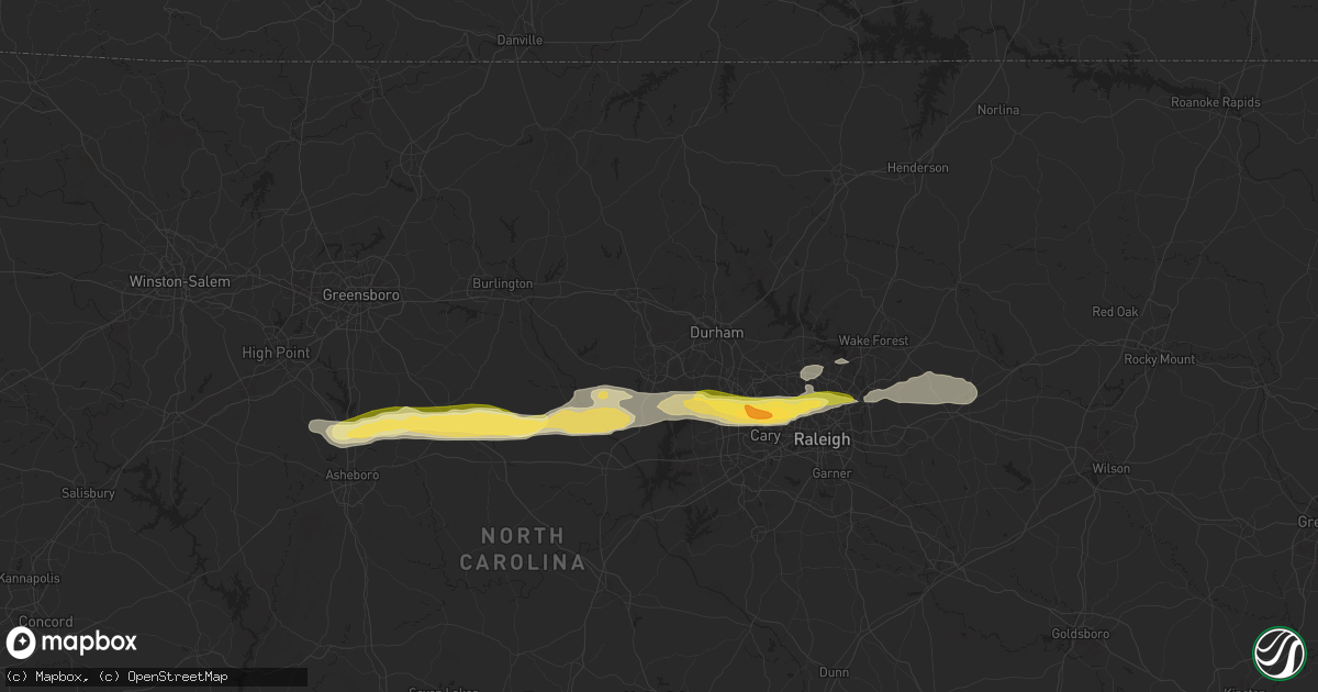 Hail map in Chapel Hill, NC on April 22, 2025