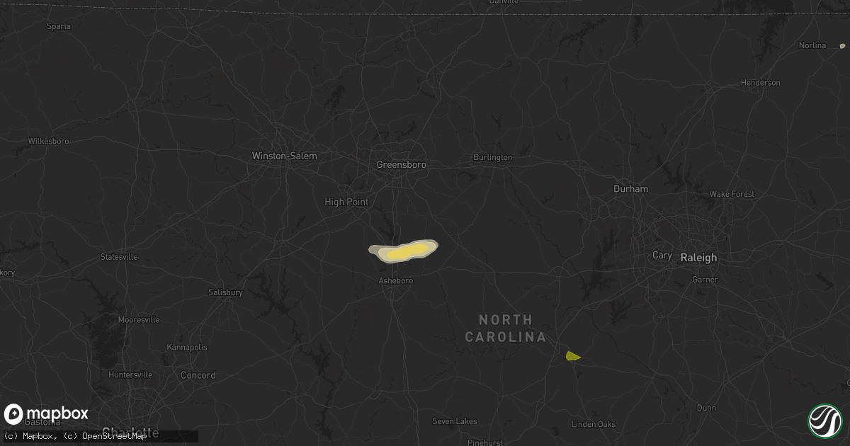Hail map in Climax, NC on April 22, 2025