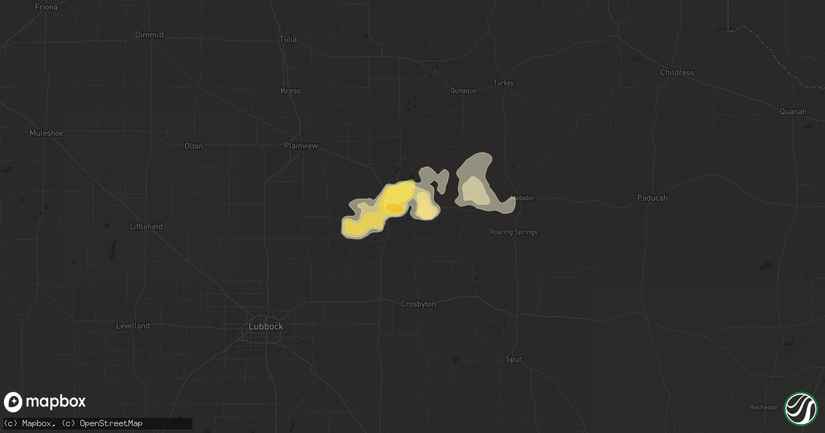 Hail map in Floydada, TX on April 22, 2025