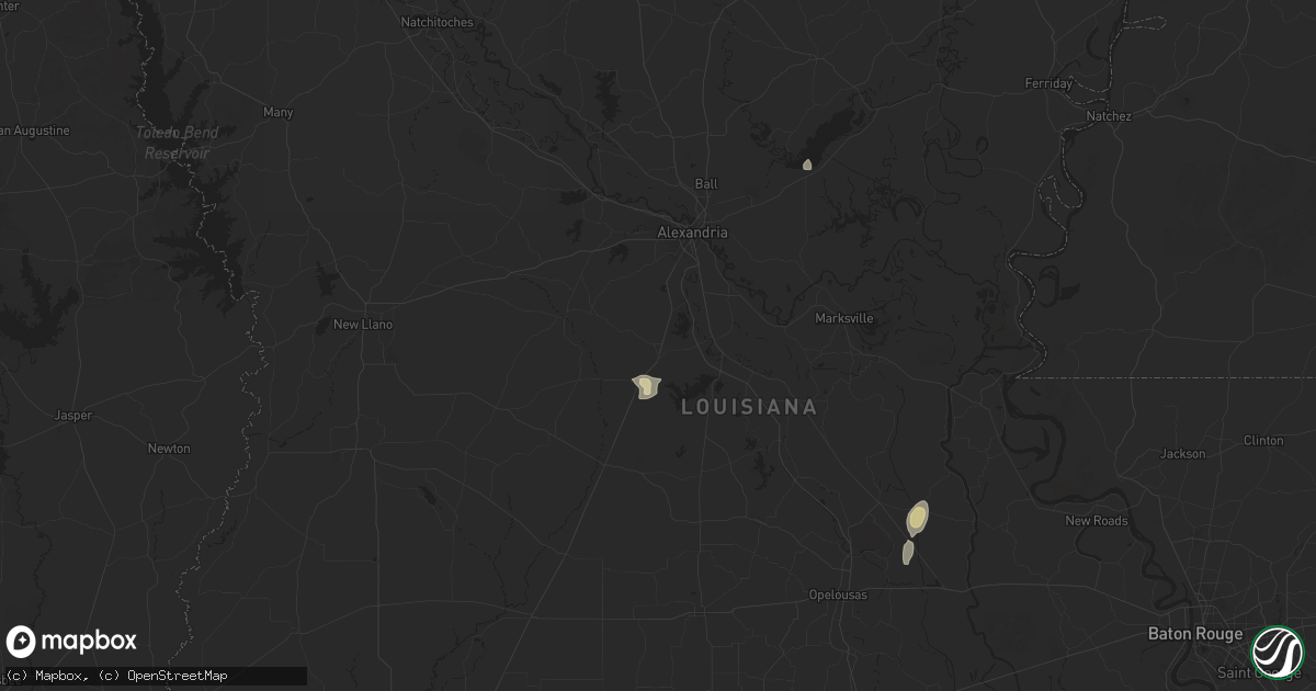 Hail map in Forest Hill, LA on April 22, 2025