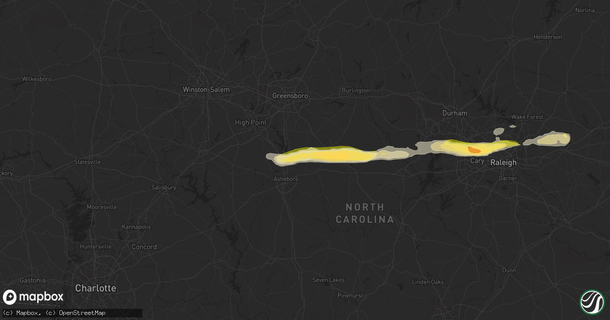 Hail map in Franklinville, NC on April 22, 2025