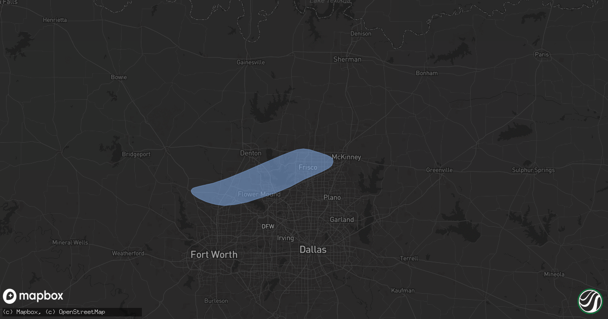 Hail map in Frisco, TX on April 22, 2025
