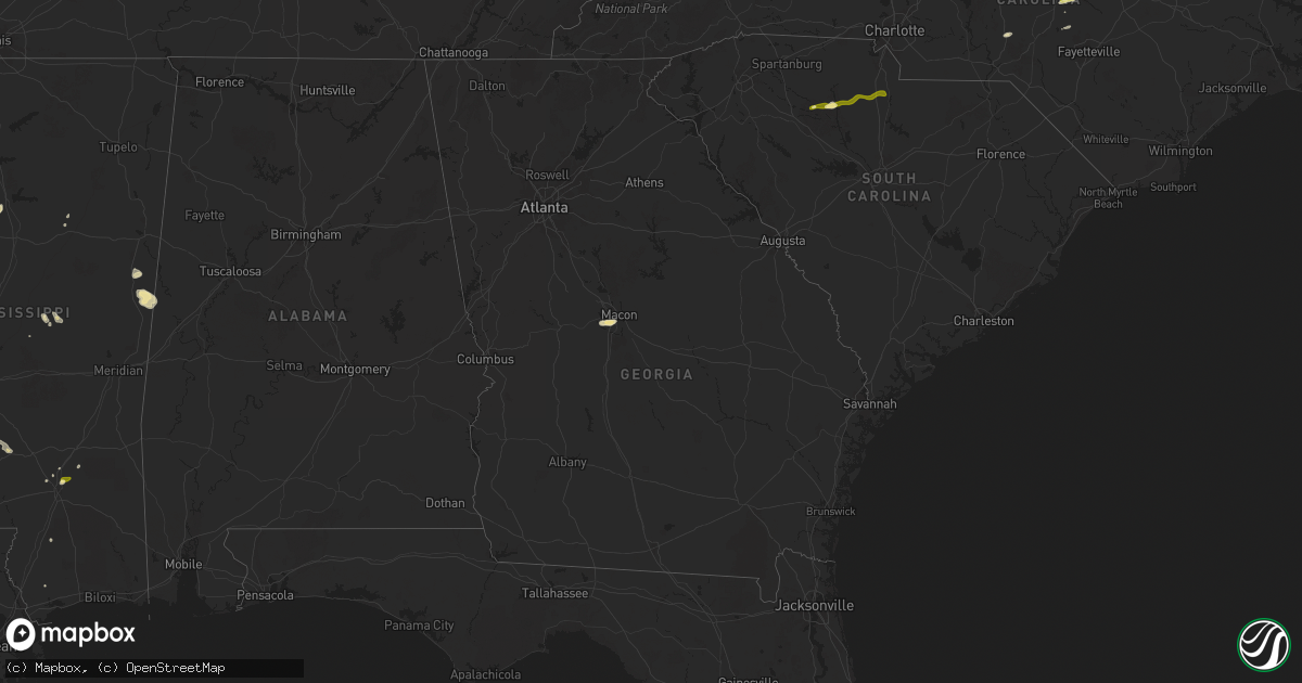 Hail map in Georgia on April 22, 2025