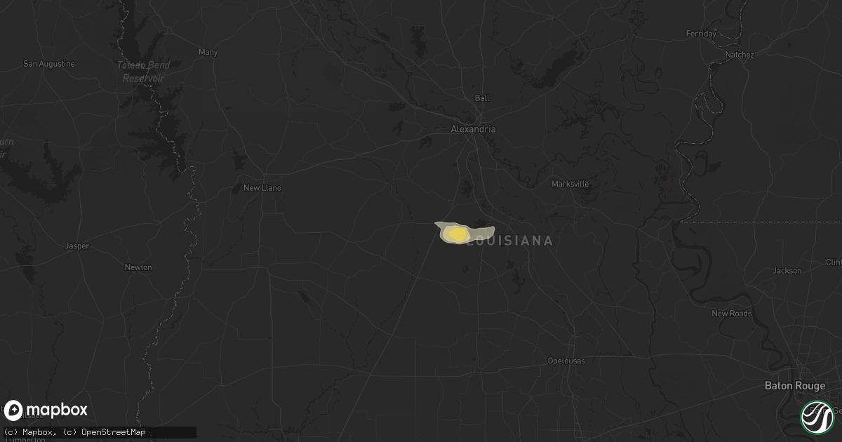Hail map in Glenmora, LA on April 22, 2025