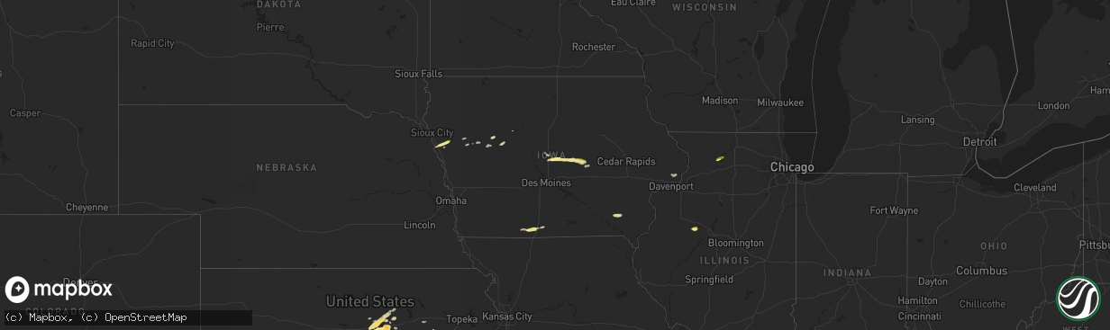 Hail map in Iowa on April 22, 2025