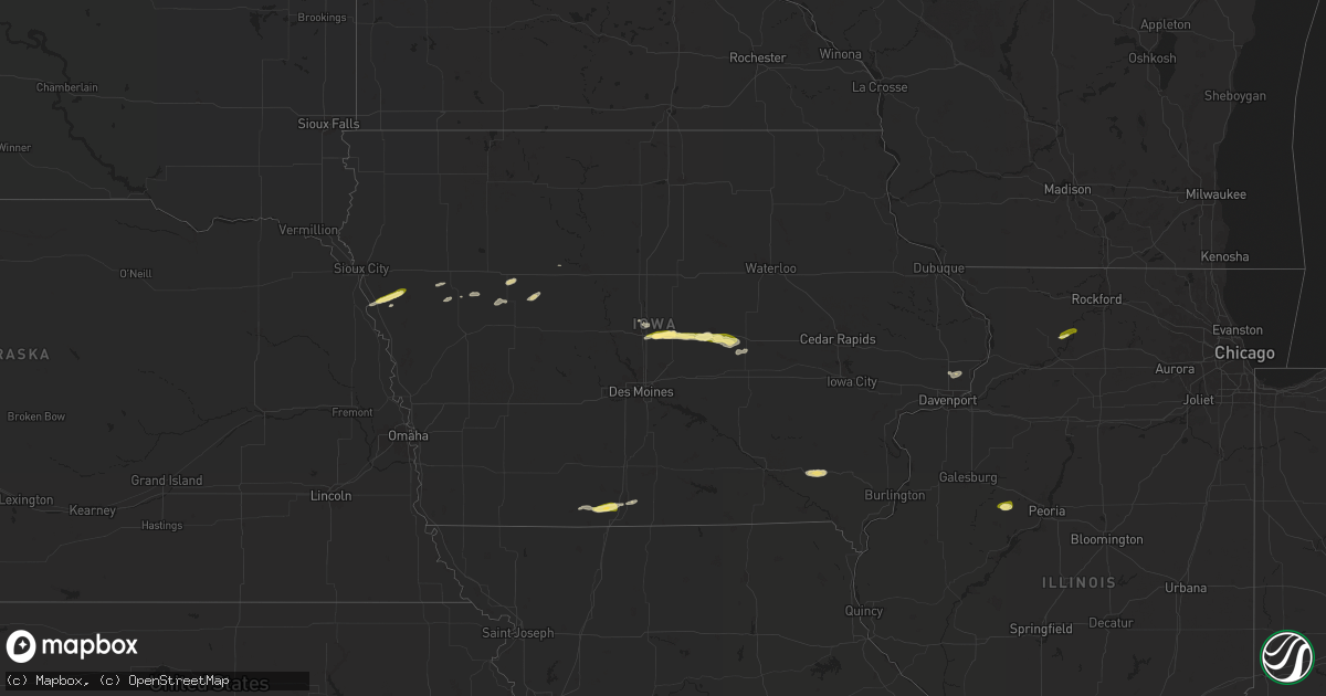 Hail map in Iowa on April 22, 2025