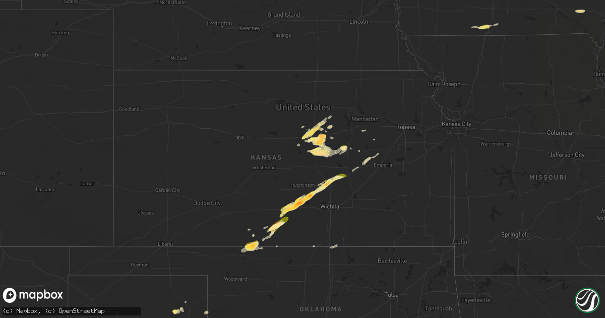 Hail map in Kansas on April 22, 2025