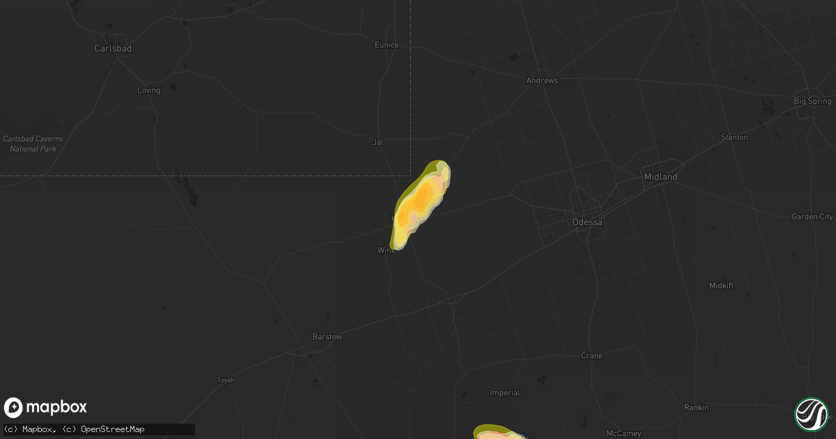 Hail map in Kermit, TX on April 22, 2025
