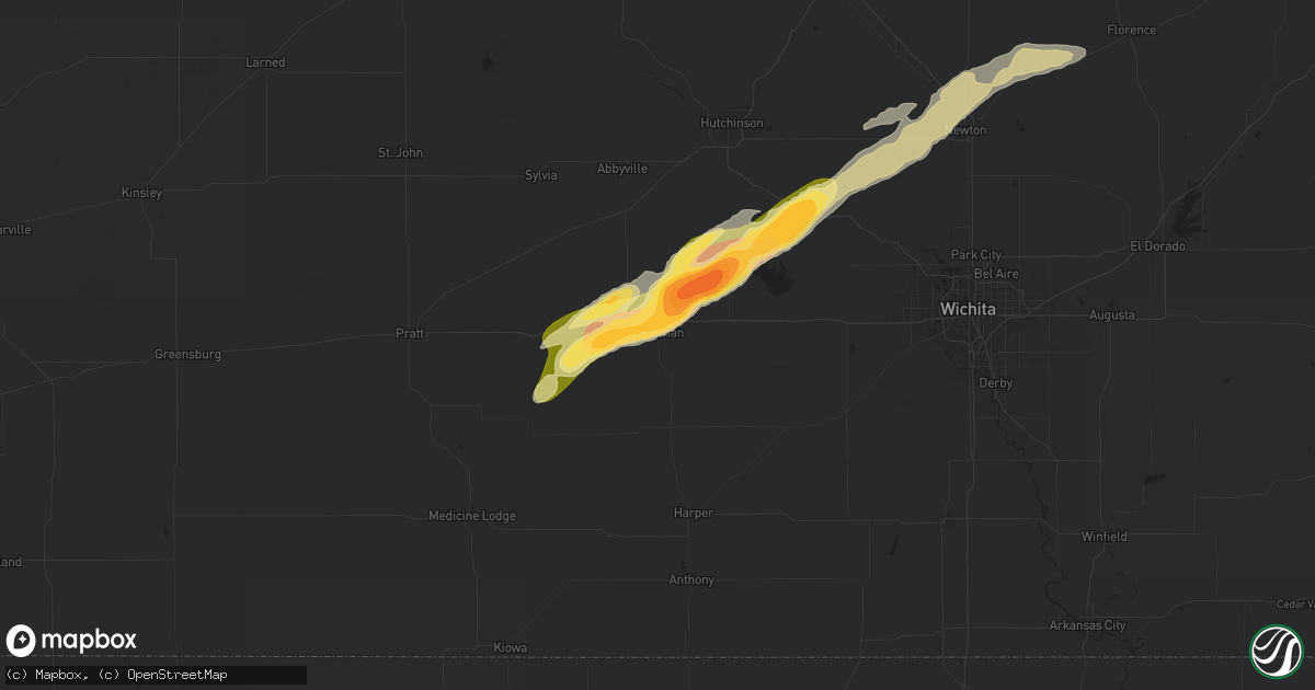 Hail map in Kingman, KS on April 22, 2025