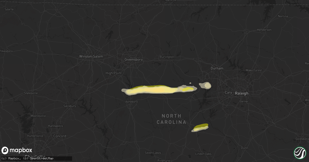 Hail map in Liberty, NC on April 22, 2025