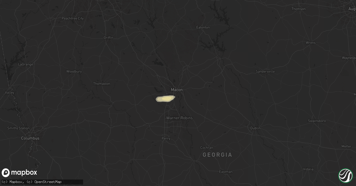 Hail map in Macon, GA on April 22, 2025