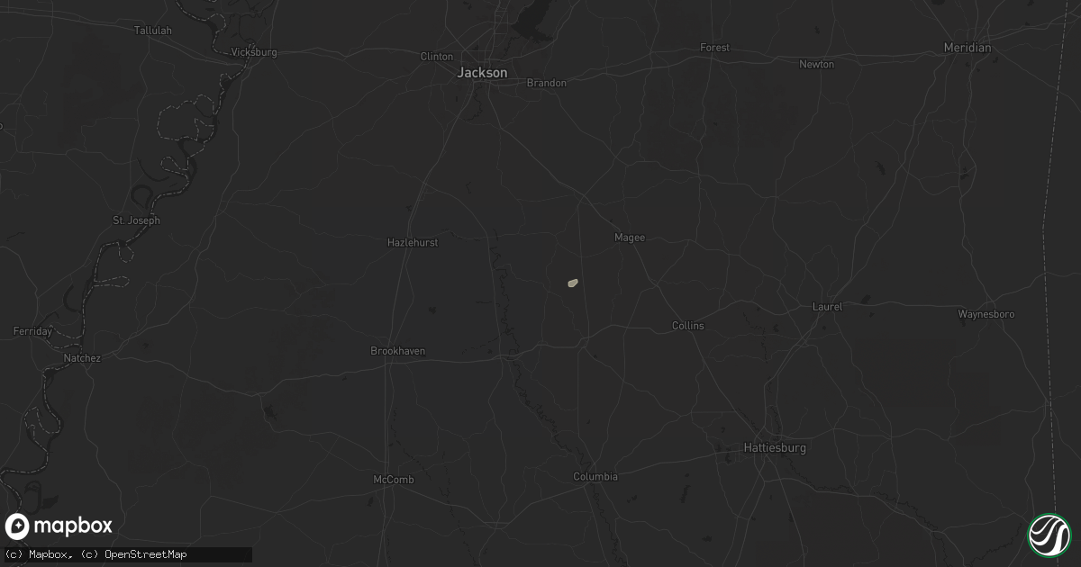 Hail map in Newhebron, MS on April 22, 2025