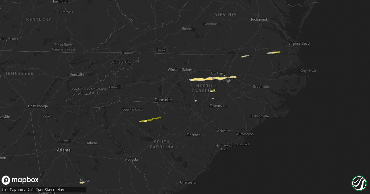 Hail map in North Carolina on April 22, 2025