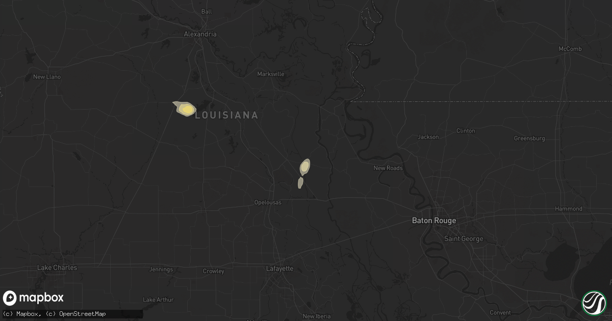 Hail map in Palmetto, LA on April 22, 2025
