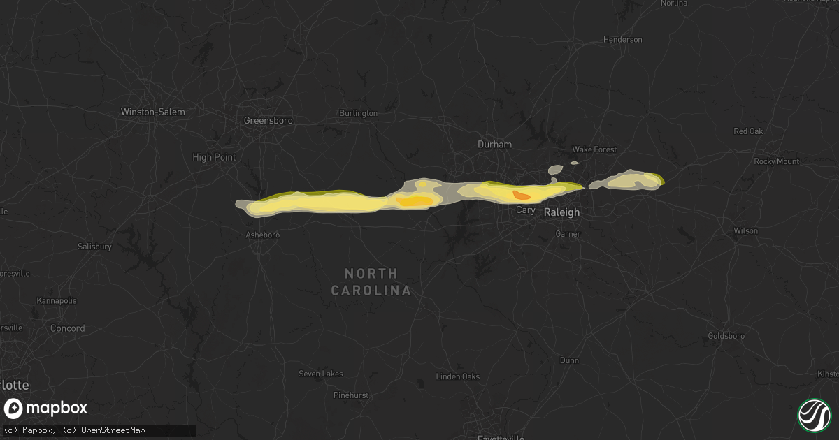 Hail map in Pittsboro, NC on April 22, 2025
