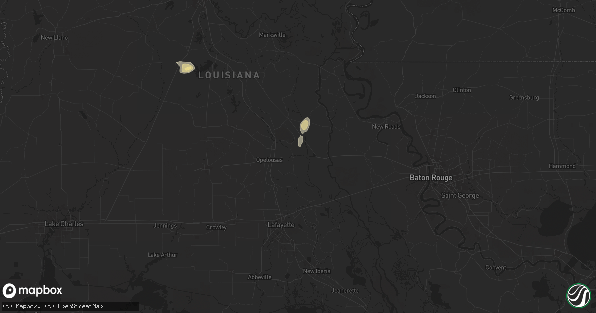 Hail map in Port Barre, LA on April 22, 2025