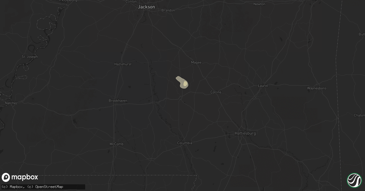 Hail map in Prentiss, MS on April 22, 2025