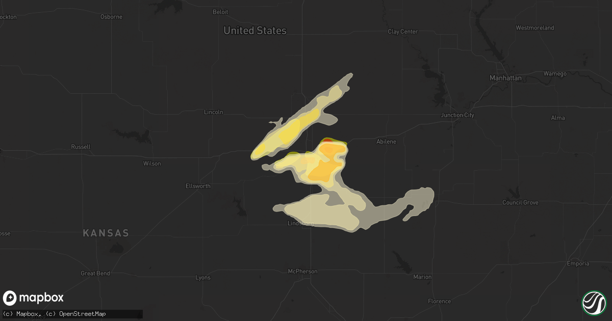 Hail map in Salina, KS on April 22, 2025