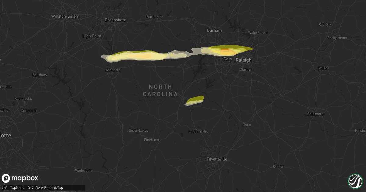 Hail map in Sanford, NC on April 22, 2025