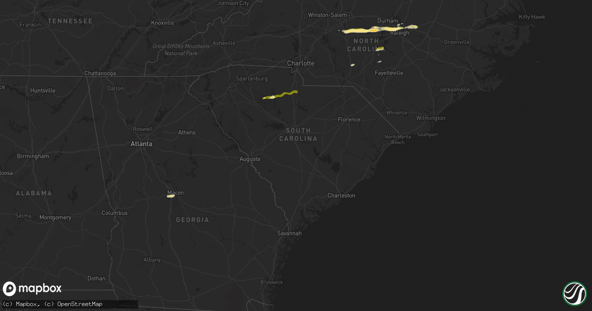 Hail map in South Carolina on April 22, 2025