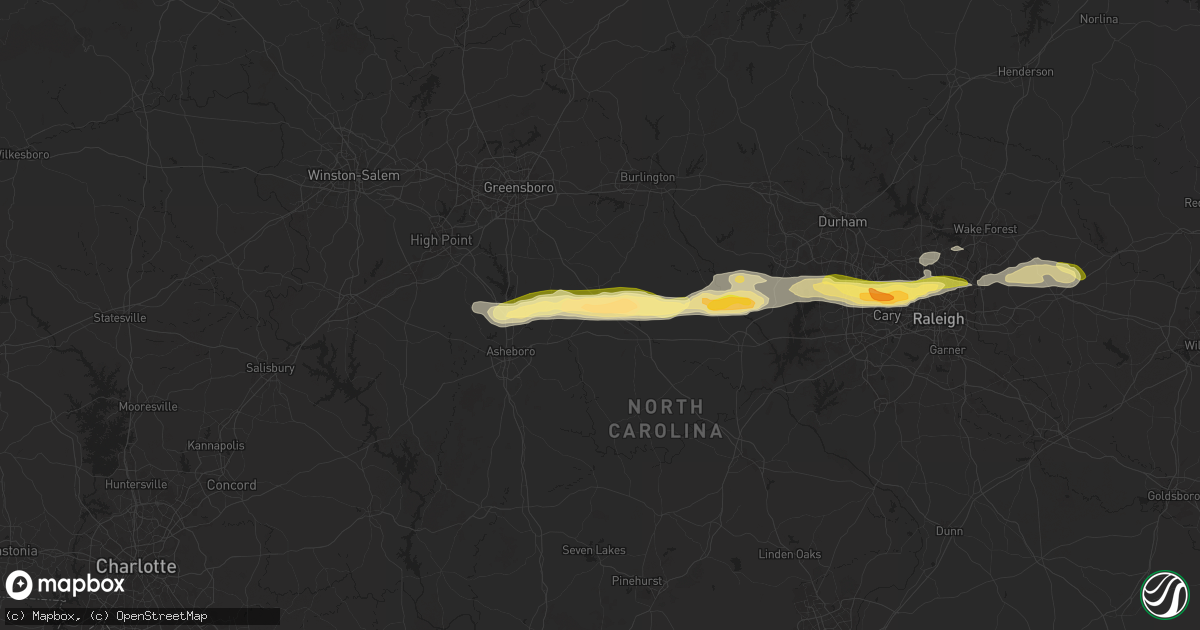 Hail map in Staley, NC on April 22, 2025