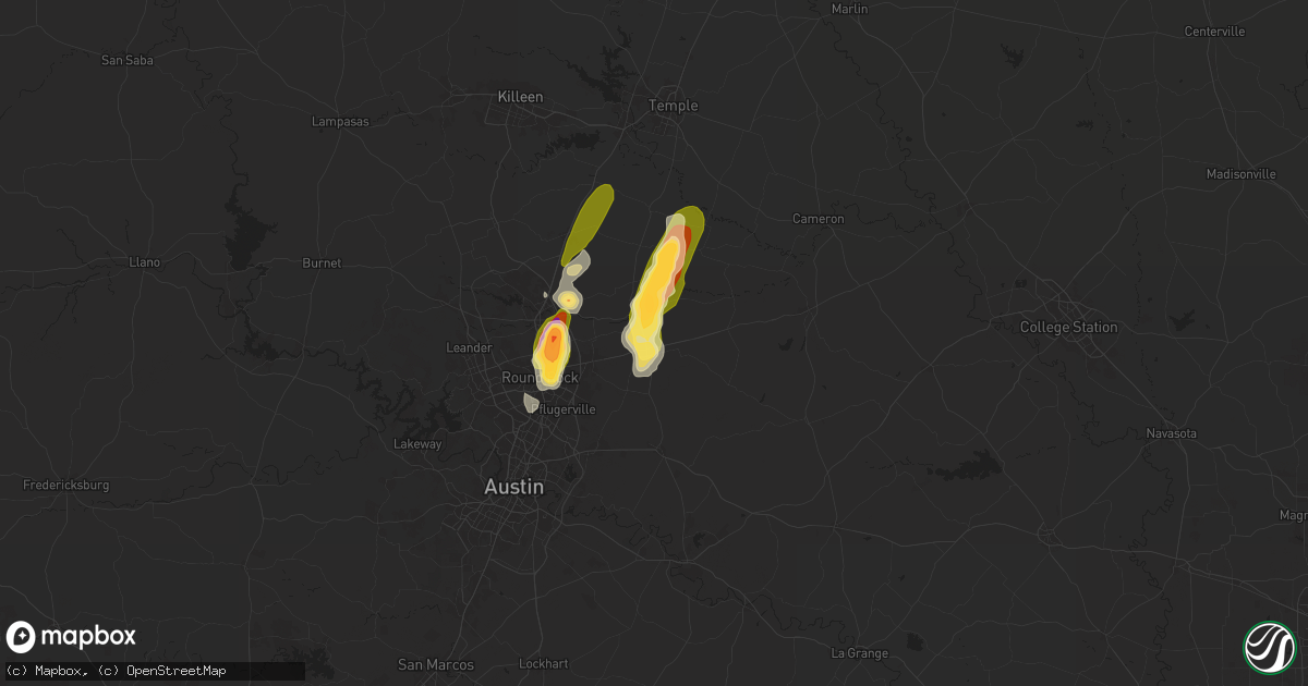 Hail map in Taylor, TX on April 22, 2025
