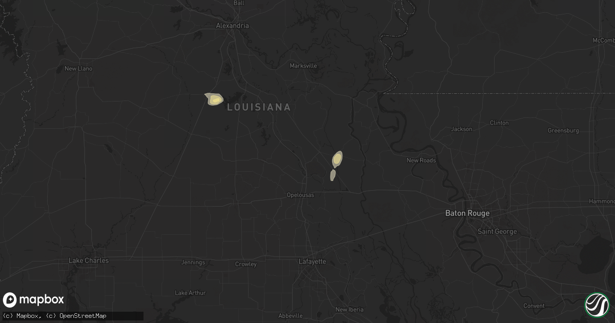 Hail map in Washington, LA on April 22, 2025