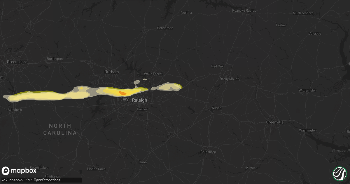 Hail map in Zebulon, NC on April 22, 2025