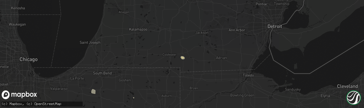 Hail map in Allen, MI on April 22, 2026