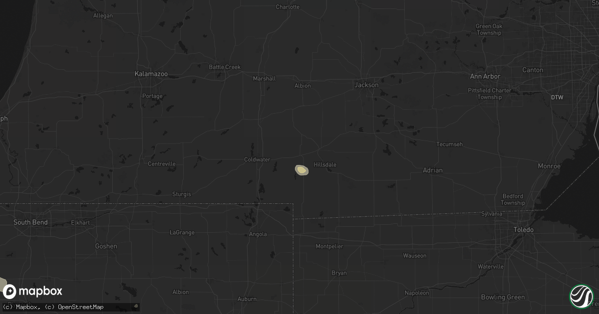 Hail map in Allen, MI on April 22, 2026