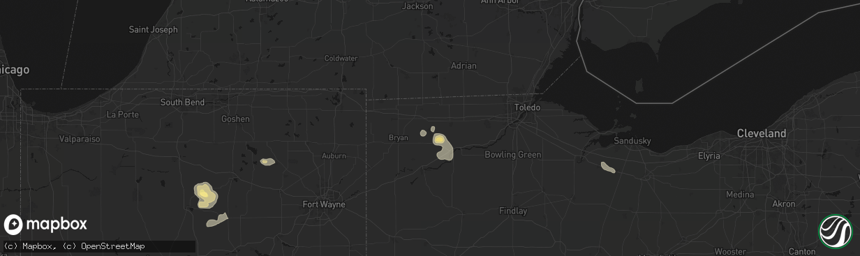 Hail map in Archbold, OH on April 22, 2026