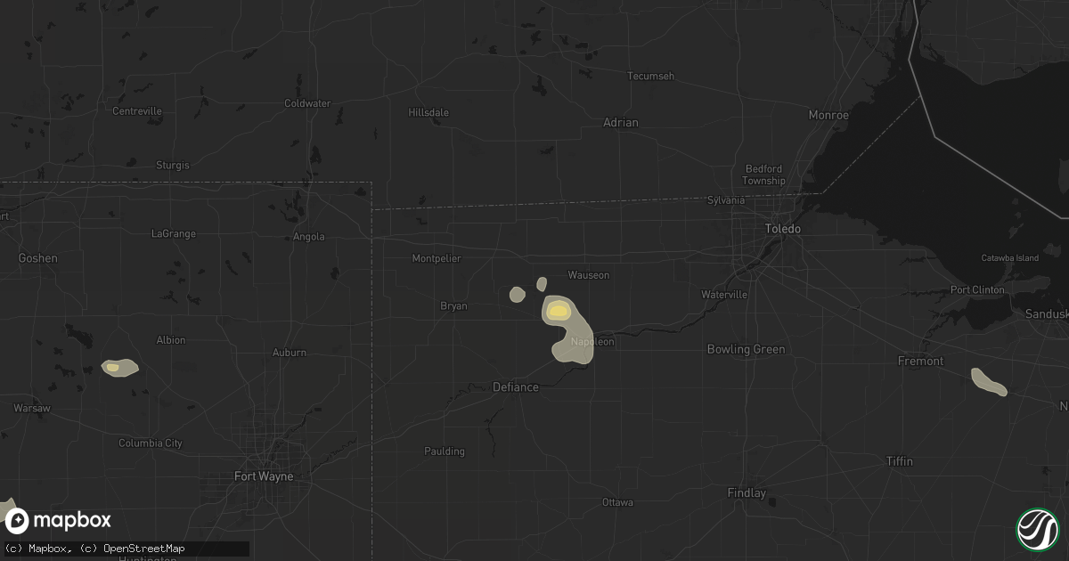 Hail map in Archbold, OH on April 22, 2026