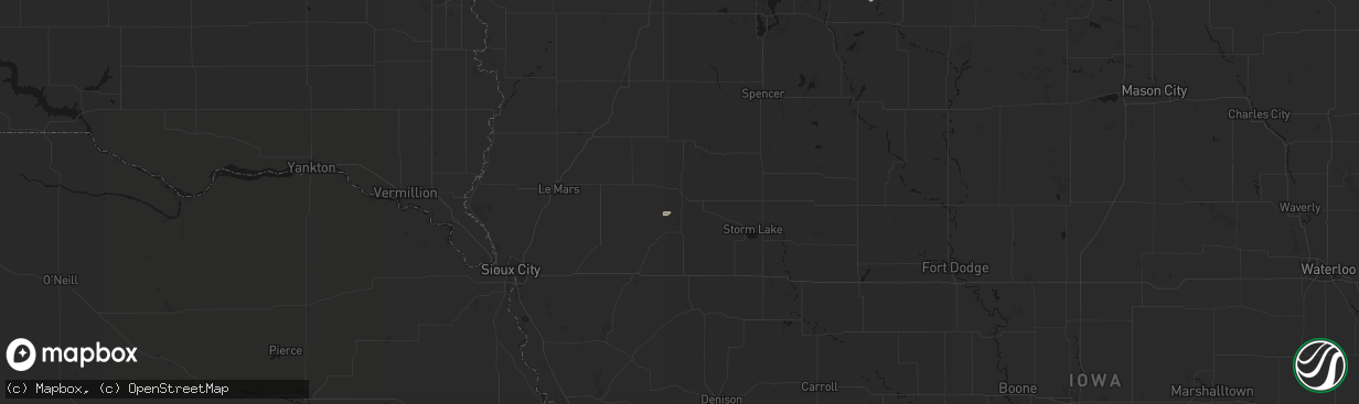 Hail map in Cherokee, IA on April 22, 2026
