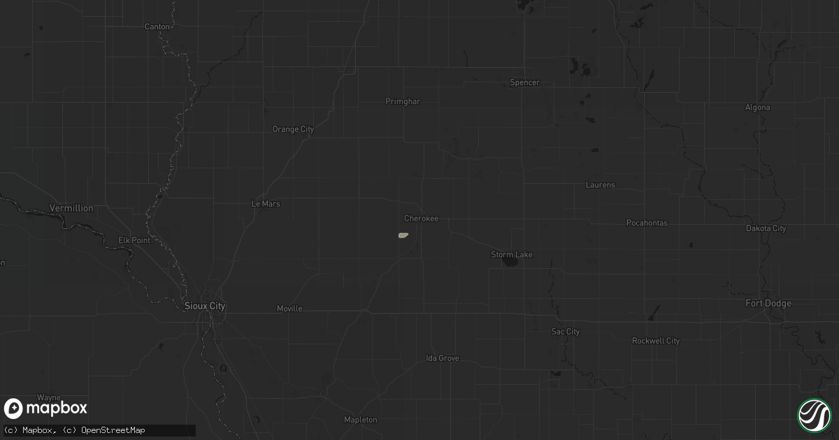 Hail map in Cherokee, IA on April 22, 2026