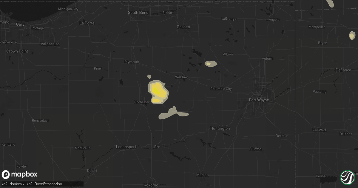 Hail map in Claypool, IN on April 22, 2026