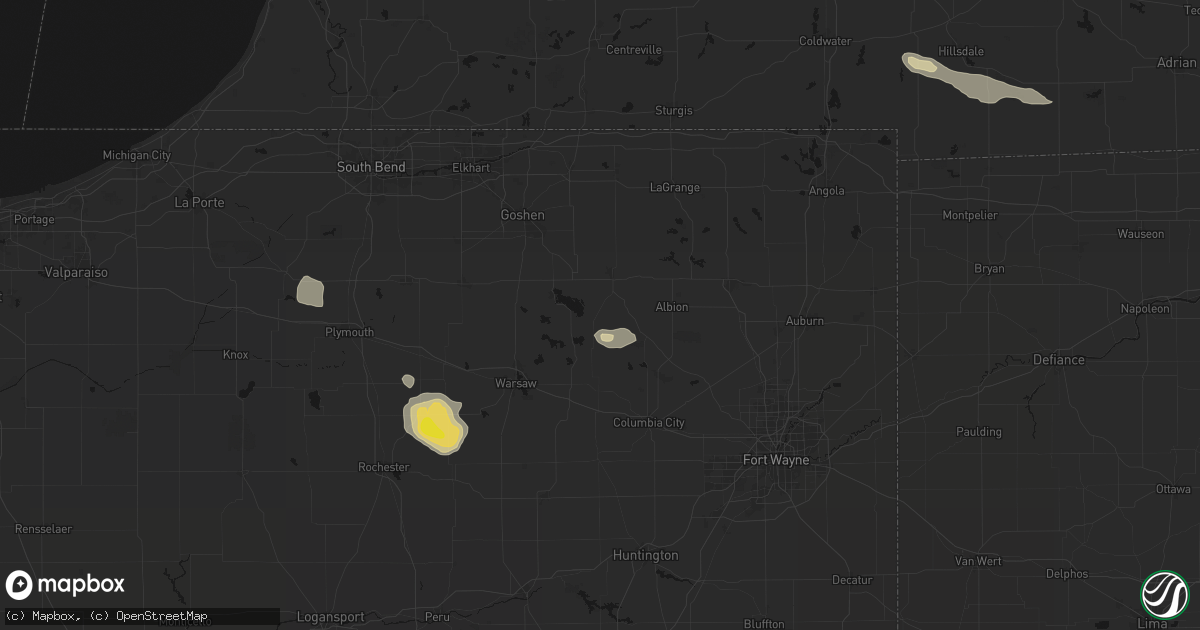 Hail map in Cromwell, IN on April 22, 2026