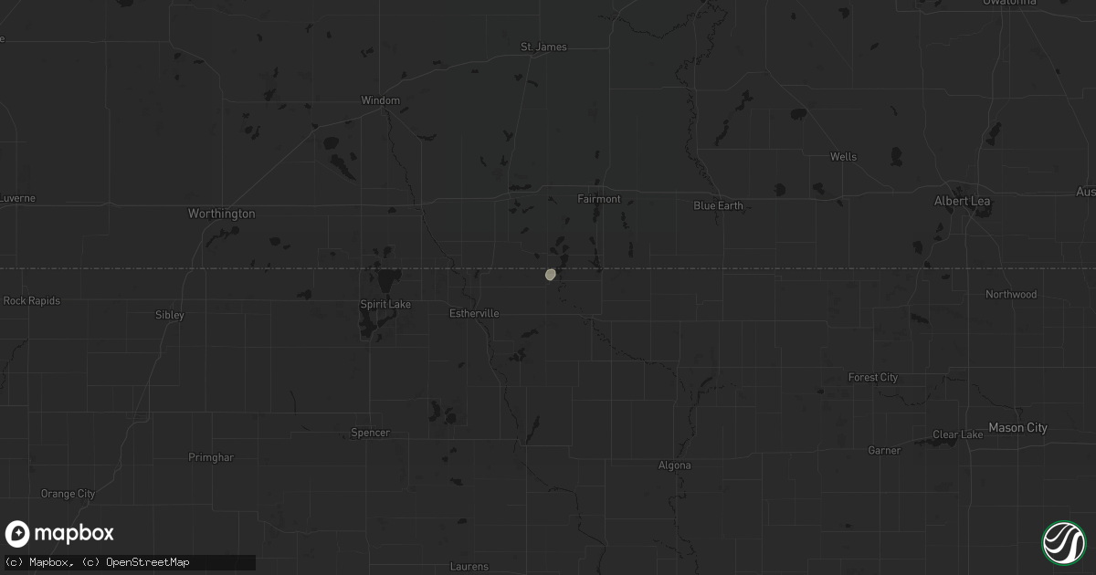 Hail map in Dolliver, IA on April 22, 2026