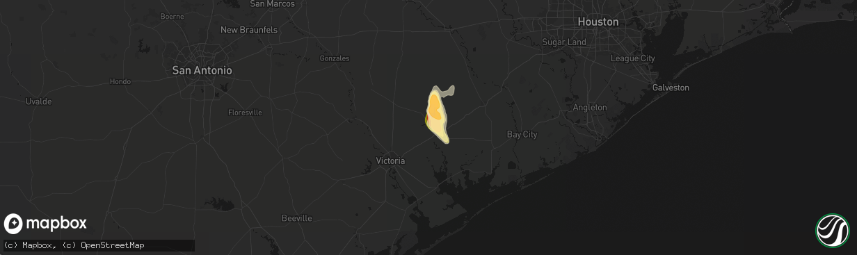 Hail map in Edna, TX on April 22, 2026