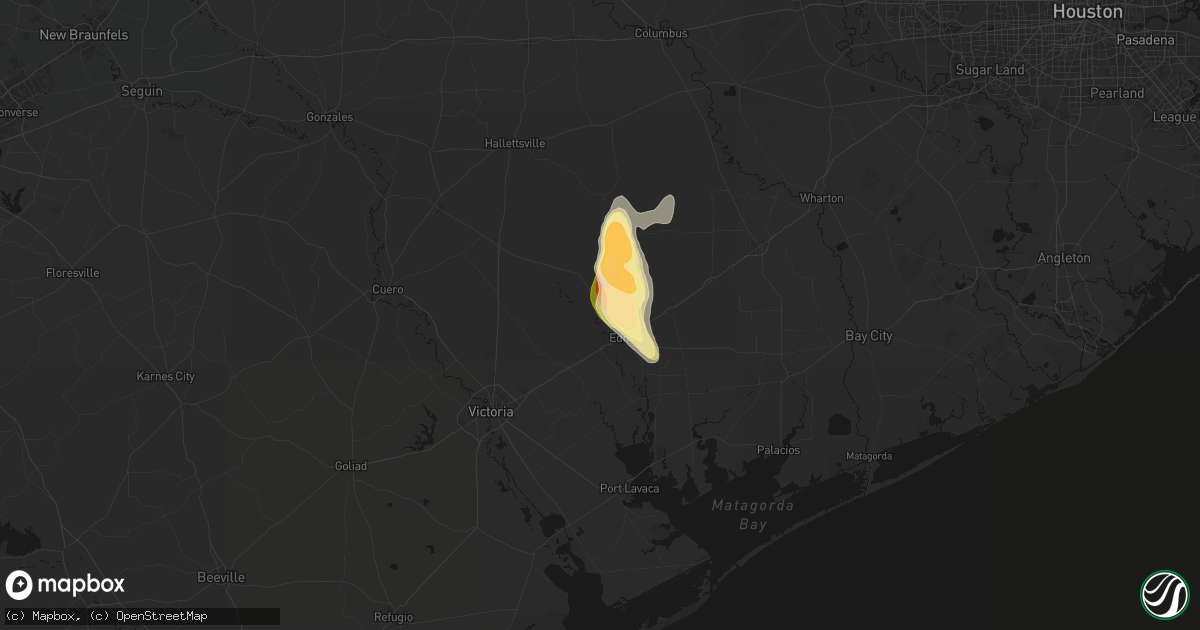Hail map in Edna, TX on April 22, 2026