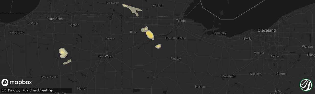 Hail map in Hamler, OH on April 22, 2026