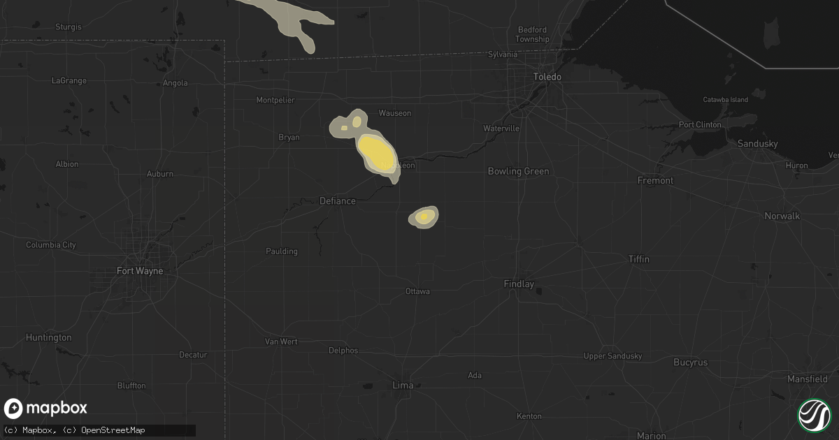 Hail map in Hamler, OH on April 22, 2026