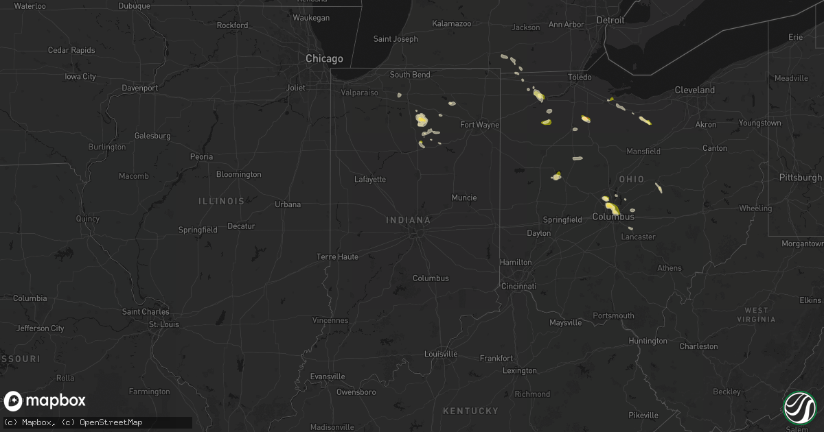 Hail map in Indiana on April 22, 2026