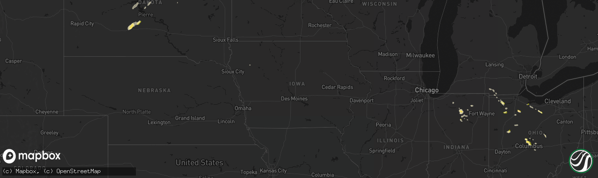 Hail map in Iowa on April 22, 2026