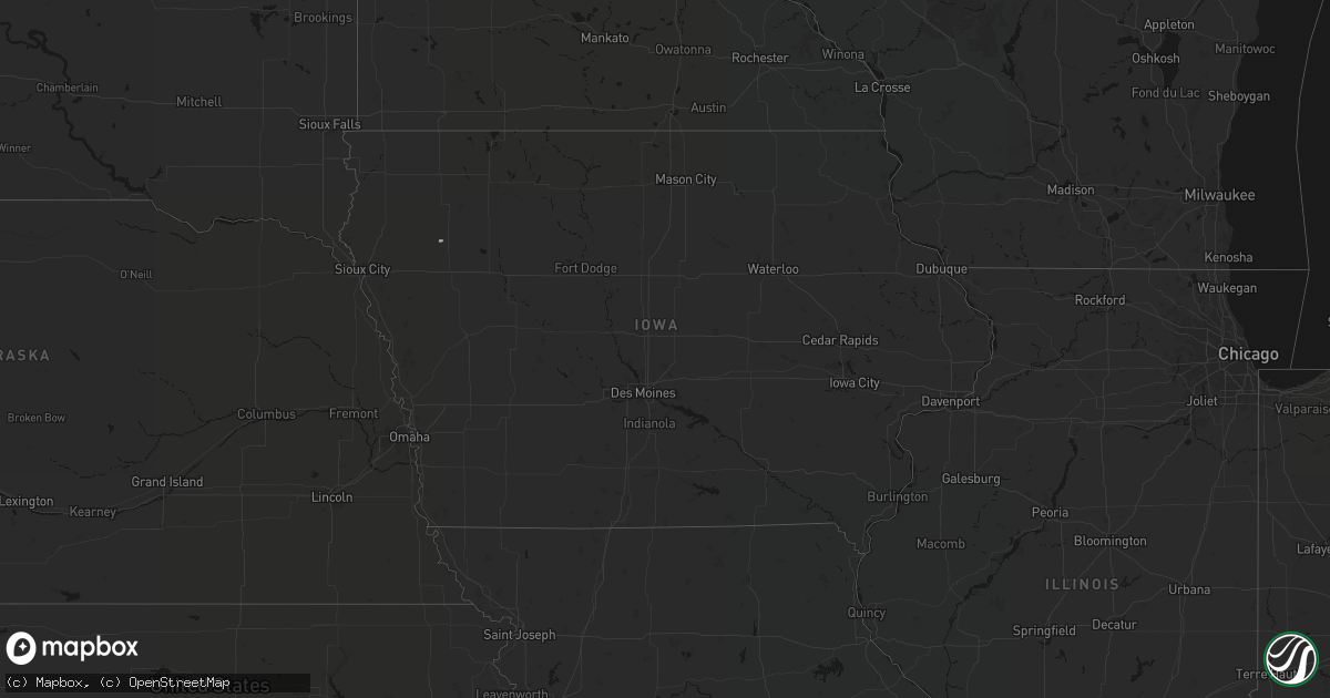 Hail map in Iowa on April 22, 2026